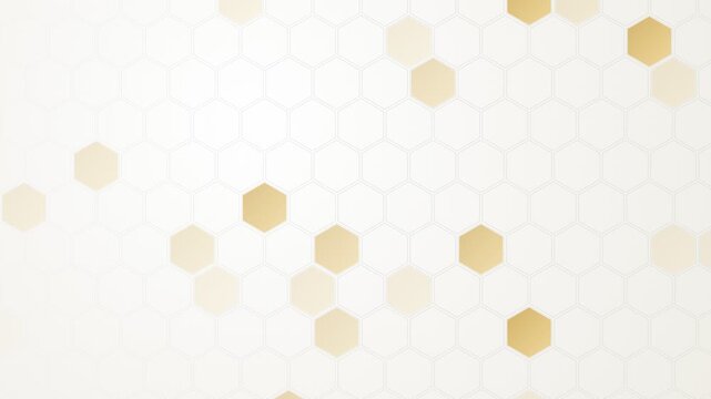 Abstract golden hexagon pattern animation with fading effect on white background