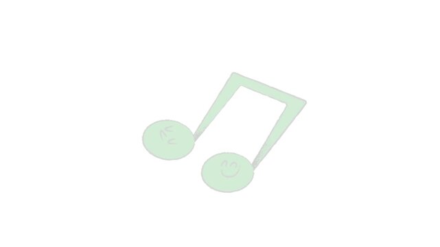 Green musical eighth note icon with happy smiley faces isolated on transparent background cute character music symbol cartoon vector design element