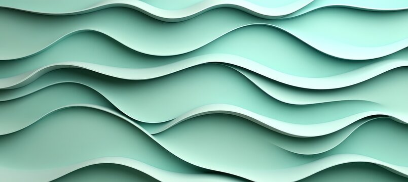 Abstract Mint Green Wave Texture Background with Soft Gradient Layers for Elegant Design Projects