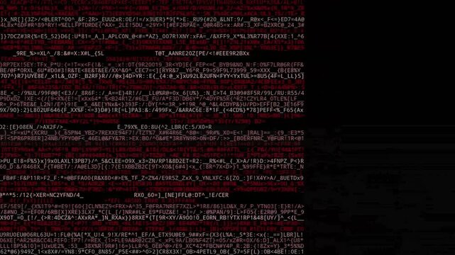 Red digital code rain scrolling matrix background animation