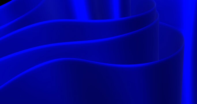 A high-quality 3D abstract background featuring smooth, flowing blue ribbons or waves with soft lighting and deep shadows, creating a modern, minimalist aesthetic.