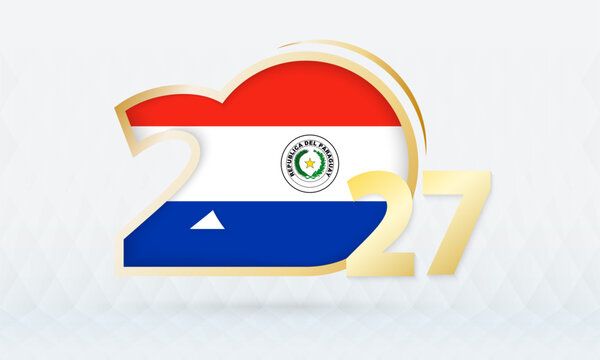 Year 2027 with Paraguay Flag pattern.
