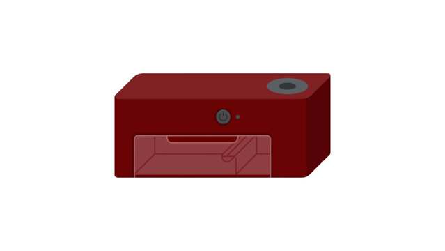 red office printer scanner machine document print hardware equipment technology copy output device flat vector illustration single icon design