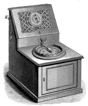 Magnetic pointer telegraph by Siemens and Halske, digitally restored reproduction of an original from the 19th century