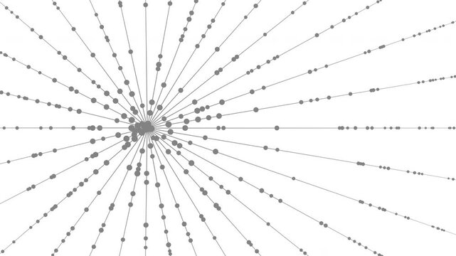 Futuristic Radial Wireframe Network with Dots moving along lines