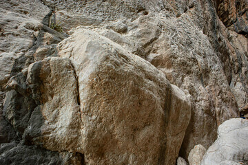 Massive Weathered Limestone Boulder and Rocky Cliff Face in Cany © catocala