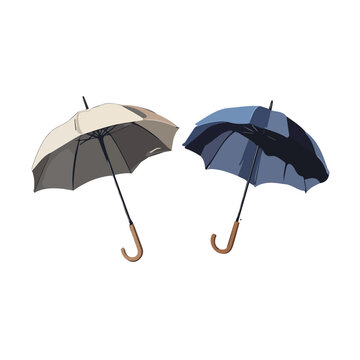 Umbrellas, vector Flat 2D illustration, isolated on a white background.