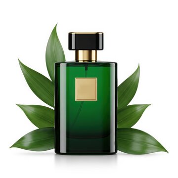 Perfume Bottle Mockup Elegant dark green tom ford perfume bottle with gold accents Vector