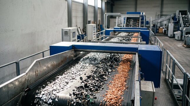 Separated metals move through a secure recycling line