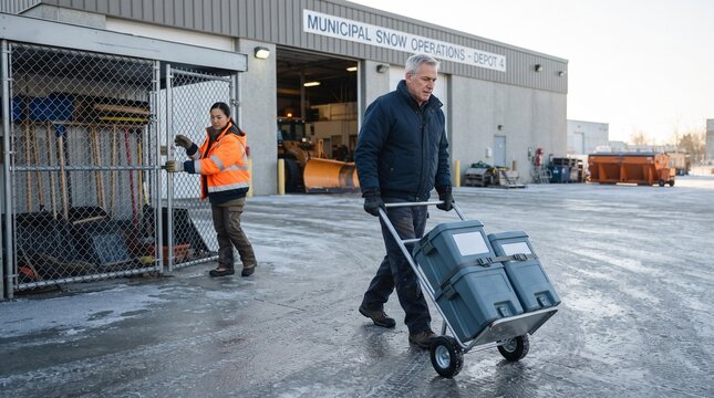 Reusable grit containers leave depot for winter service