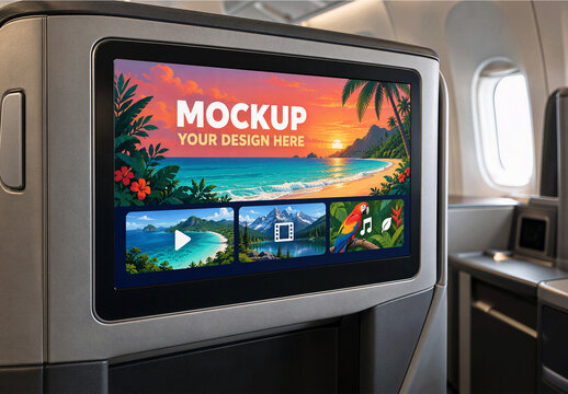 Screen Airplane Interior Mockup