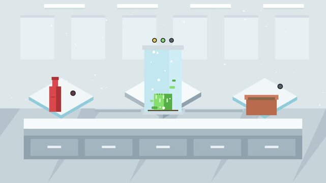 Flat Vector Illustration of Laboratory Bench Setup