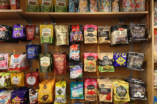 International brands of candy in a specialty store