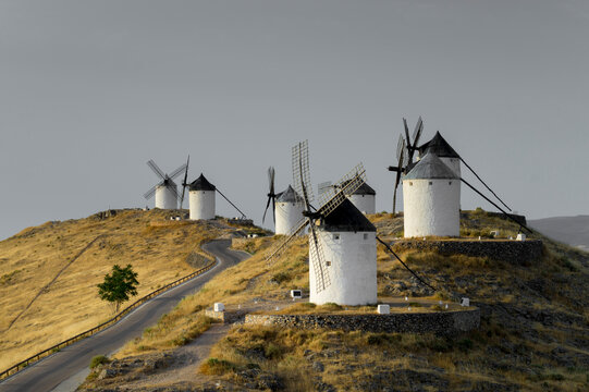 Europe, Spain, Consuegra windmills of Don Quixote