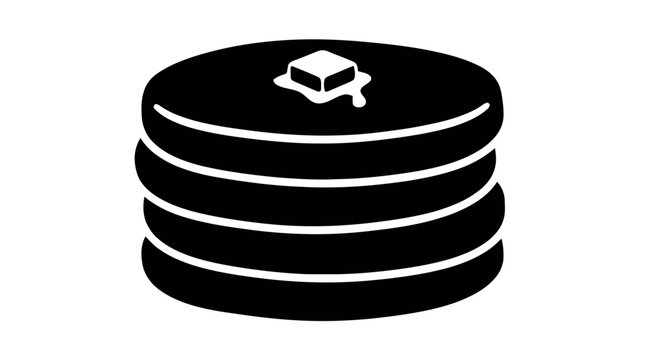 Vector illustration of stack of pancakes with butter icon on a transparent background
