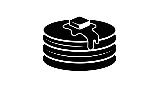 Vector illustration of stack of pancakes with butter and syrup icon on a transparent background