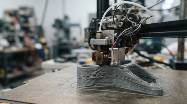 ai enabled additive manufacturing cell with printer nozzle, layered polymer part, thermal sensor module, and filament feed tube