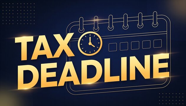 Generative AI Tax Deadline reminder with calendar and clock for filing reminder