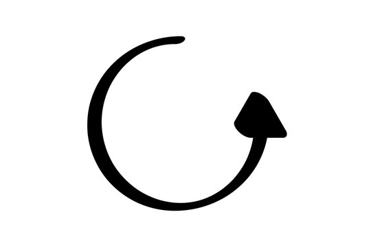 Abstract round undo redo fishing hook black arrow isolated background