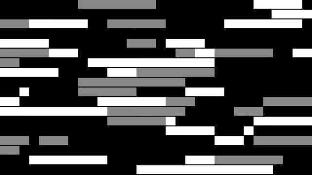 Black and White Block Glitch Animation Masking Texture for Futuristic Motion Graphics Footage.