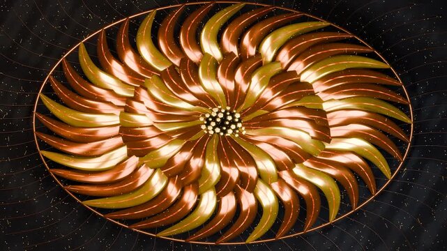Layered copper flame crown with glowing veins and cinders seamless loop