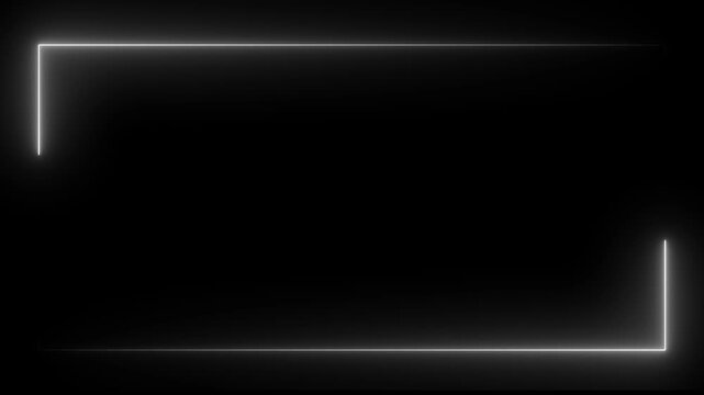 White neon frame animation, glowing light border, bright rectangular neon outline, soft electric shine edge, clean alpha background, minimal light box abstract motion transparent background