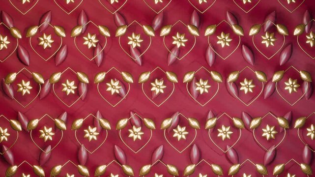 Burgundy damask with raised botanical metalwork seamless loop