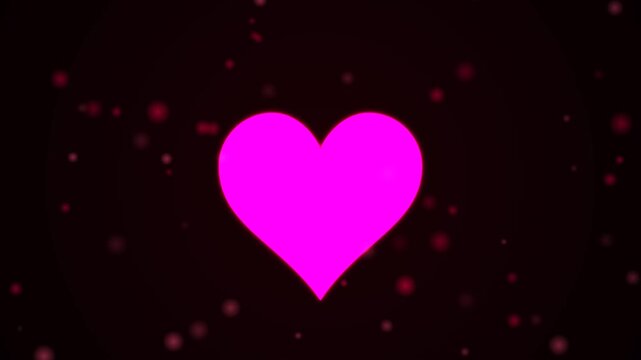 Premium cinematic love motion graphics with glowing neon heart and floating bokeh particles rendered entirely in HTML5 Canvas using pure JavaScript requestAnimationFrame physics.