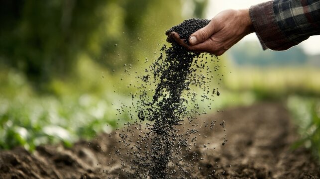 Farmer applies organic liquid fertilizer to crops, nourishing soil and supporting sustainable agricultural production.