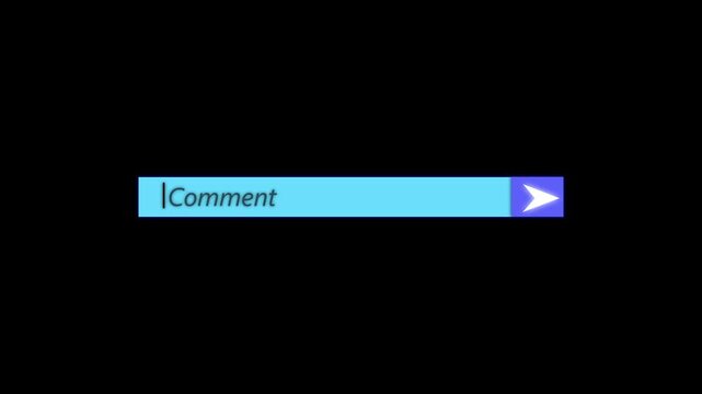 typing comment text inside input field with send arrow button click animation on digital screen 