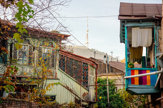 View of Old town Sololaki in Tbilisi, Georgia.