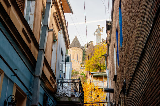 View of Old town Sololaki in Tbilisi, Georgia.