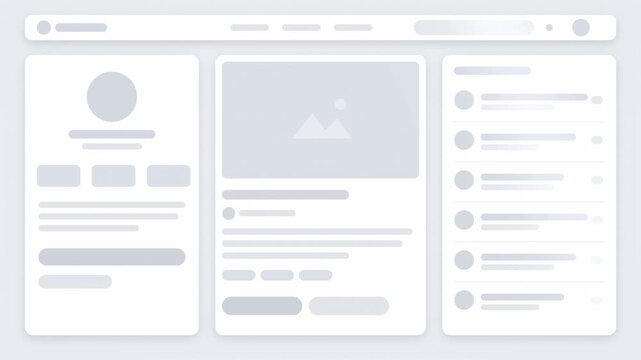 Minimalist Social Media Dashboard UI Layout with Profile and Feed Placeholders