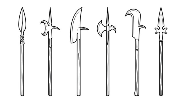 Collection of Antique Polearm Weapons, Isolated