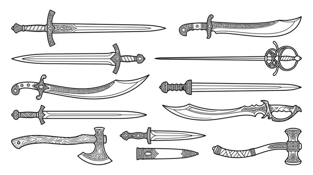 Collection of Hand Drawn Ancient Weapons