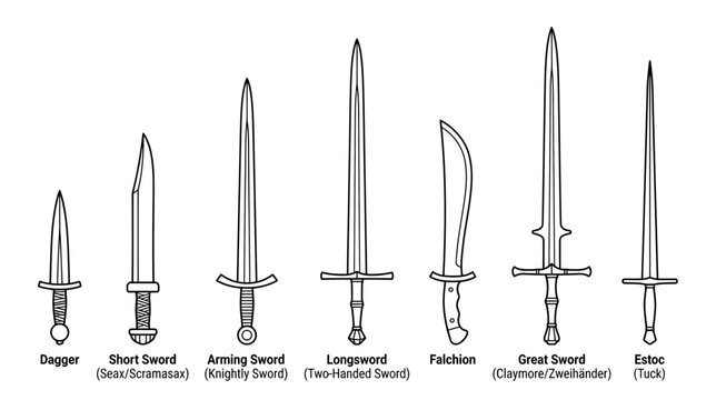 Collection of Historical Swords Isolated