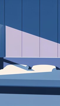 Vertical video: Shifting sunlight from window moving across platform bed in bedroom
