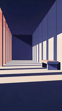 Vertical video: Sending sun through right windows forming light bands across hallway