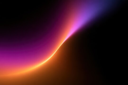 Glowing orange and magenta light trail arcing across deep black space, abstract comet energy and speed motion concept design artwork