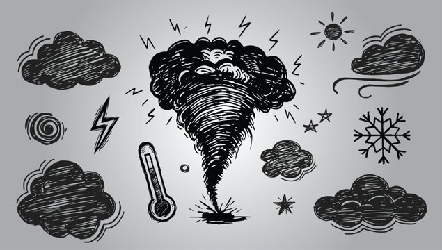 Weather Icons Hand-Drawn Elements Set
