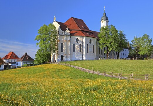 Pilgrimage Church, Wieskirche, Steingaden, Romantic Road, Pfaffenwinkel, Upper Bavaria, Bavaria, Germany
