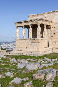 Columned Figures, Erechtheion Temple with Caryatids, Caryatid Hall, Acropolis, Athens, Greece