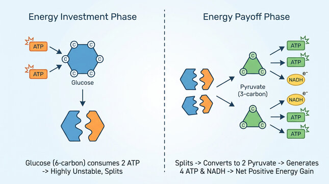 Glycolysis Metabolic Pathway Energy Phases Diagram