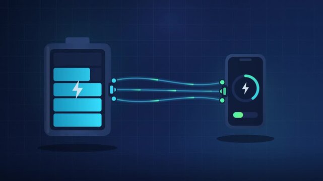 Power Bank Fast Charging Mobile Phone Wireless Cable Connection Animation