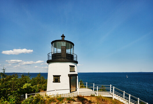 the historic Owls Head Light (also known as Owls Head Lighthouse), built in 1852 located in Owls Head, Maine