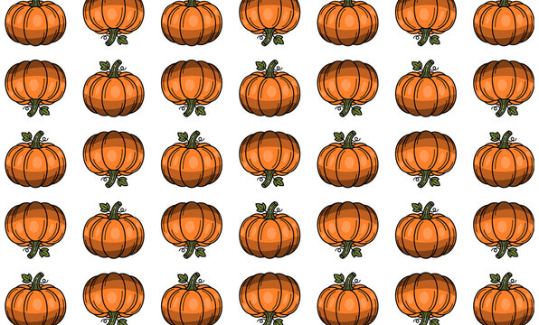 Seamless pattern featuring orange pumpkins on a solid dark purple background pumpkin autumn harvest fall season