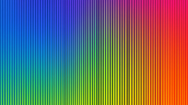 Vibrant rainbow gradient pattern with thin vertical stripes, transitioning from blue through green and yellow to red