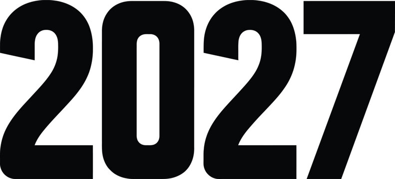 Bold black typography of the year twenty seven with calendar branding marketing isolated minimalist monochrome template