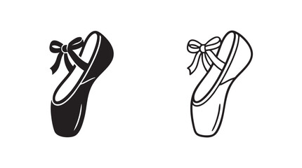 ballet slipper vector icon silhouette with line art silhouette with line art silhouette with line art vector icon © Shamsul