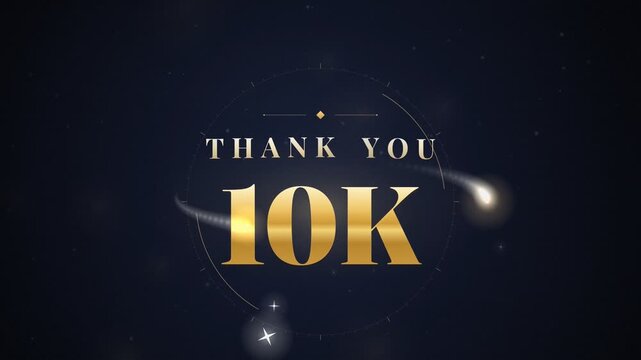 Thank You 10K subscribers milestone celebration gold typography animation
